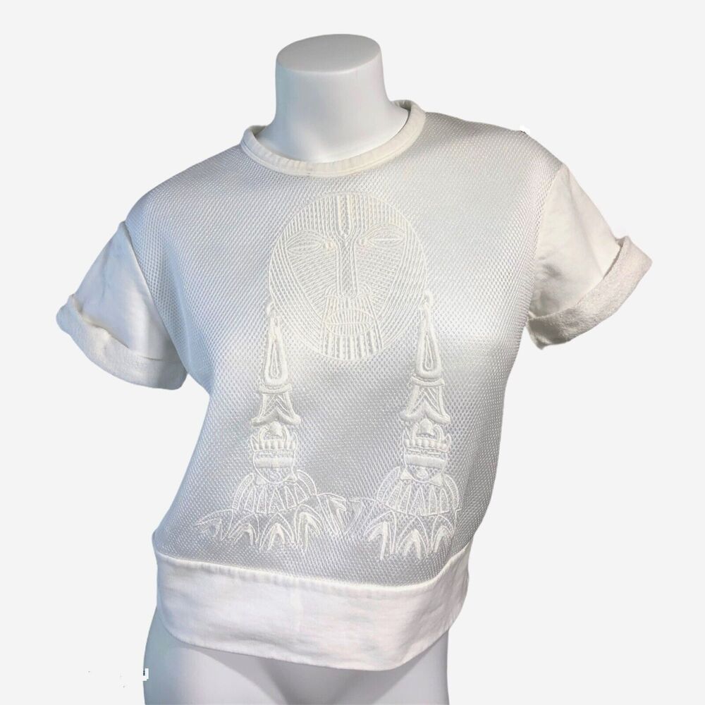 No. 21 Short Sleeve Sweatshirt Pullover Mesh Embroidered Women Italian 42 US 6 M